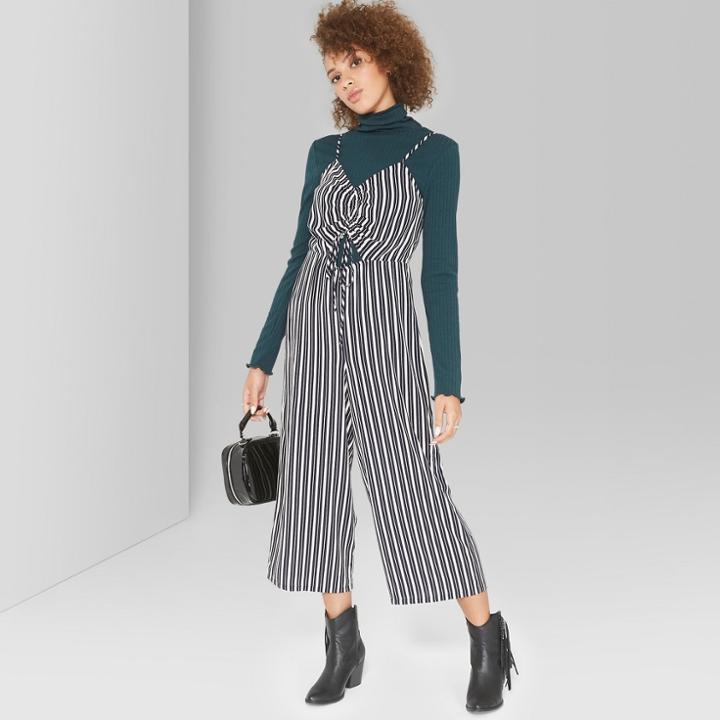 Women's Striped Strappy Cinched Front Jumpsuit - Wild Fable Navy (blue)