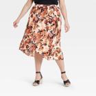 Women's Plus Size Floral Print Maxi Wrap Skirt - Knox Rose Ivory