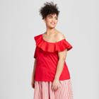 Women's Plus Size Short Sleeve Off The Shoulder T-shirt - Who What Wear Red X