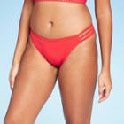 Women's Strappy Side Cheeky Bikini Bottom - Shade & Shore Red S, Women's,
