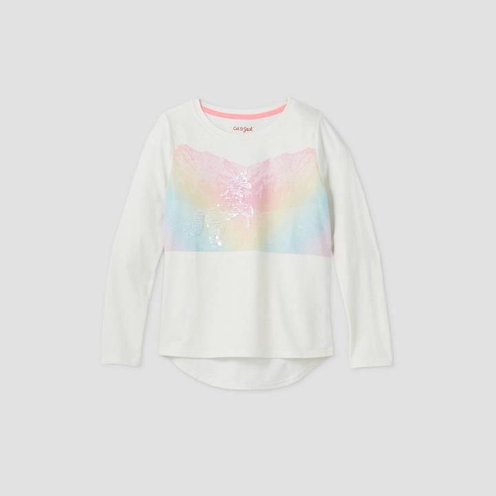 Girls' Long Sleeve Flip Sequin Unicorn T-shirt - Cat & Jack Cream