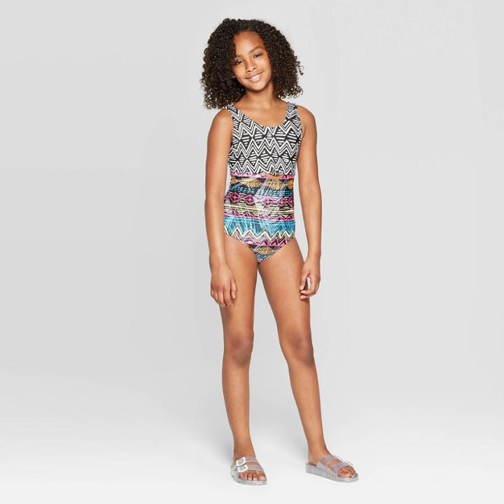 Girls' Tribal Lineage One Piece Swimsuit - Art Class Black
