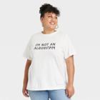 Women's Plus Size Short Sleeve Graphic T-shirt - Ava & Viv Cream Letters 1x, Ivory