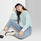 Women's Striped Crewneck Pullover Sweater - Wild Fable Green
