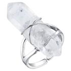 Target Women's Silver Plated Clear Quartz Genuine Stone Expandable Ring - Silver,