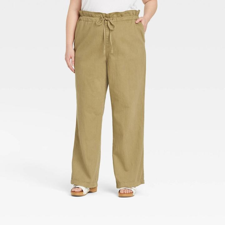 Women's Plus Size High-rise Wide Leg Jeans - Universal Thread Green