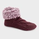 Muk Luks Women's Sherpa Cuff Booties With Grippers - Plum