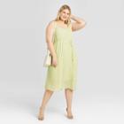 Women's Plus Size Sleeveless Scoop Neck Pleated Dress - A New Day Green 1x, Women's,
