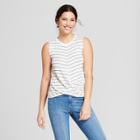Women's Striped Twist Front Tank - A New Day White/black Xl, Black White