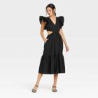Women's Flutter Sleeveless Cut Out Dress - A New Day Black