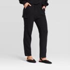 Women's Mid-rise Straight Cozy Knit Cargo Pants - Who What Wear Black