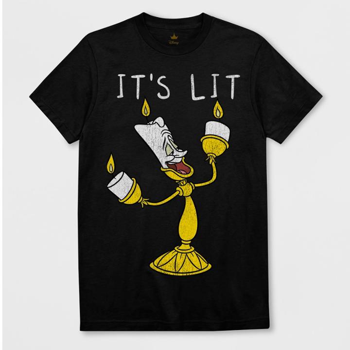 Men's Short Sleeve Disney Beauty & The Beast Lumiere T-shirt - Black