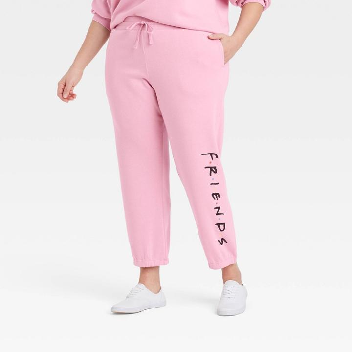 Women's Friends Logo Plus Size Graphic Jogger Pants - Pink