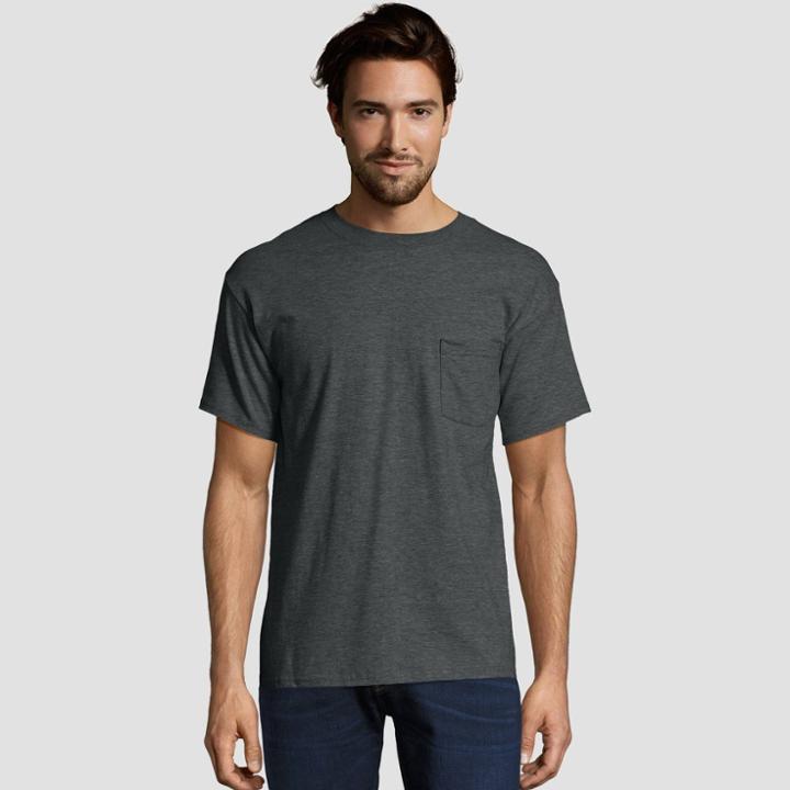Hanes Men's Short Sleeve 2pk Heavy Weight Crew T-shirt - Charcoal (grey) Heather