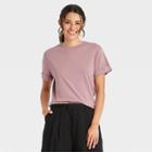 Women's Short Sleeve Cuff T-shirt - A New Day Light Purple
