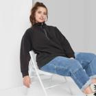 Women's Plus Size Oversized Quarter Zip Pullover - Wild Fable Dark Gray