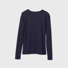 Women's Long Sleeve Fitted T-shirt - A New Day Navy
