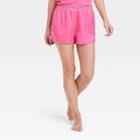 Women's Satin Pajama Shorts - Stars Above Pink