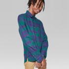 Men's Plaid Long Sleeve Button-down Shirt - Original Use Green Reflection