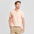 Men's Standard Fit Short Sleeve Henley T-shirt - Goodfellow & Co Peach S, Men's, Size: