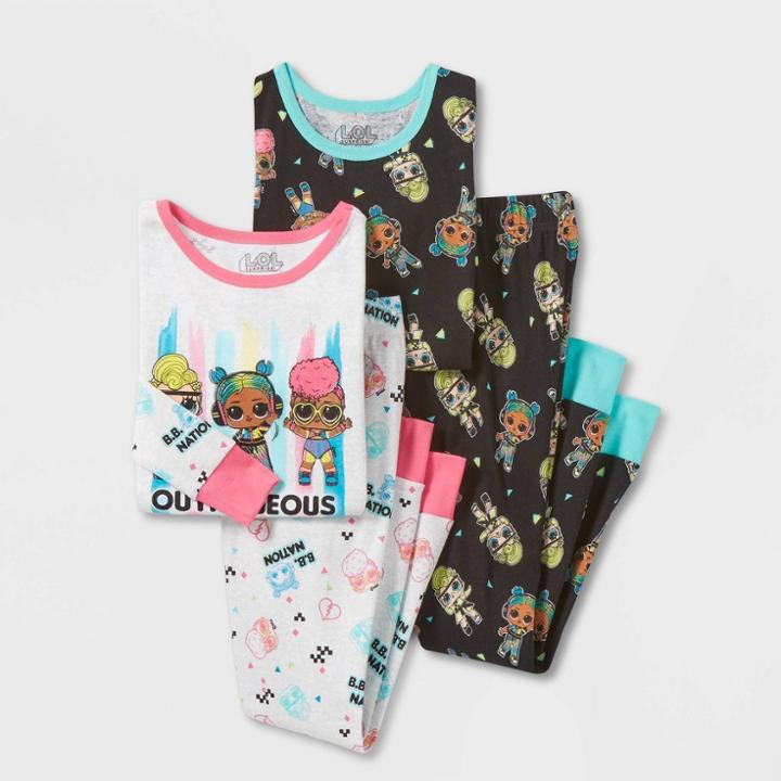 Girls' L.o.l. Surprise! 4pc Snug Fit Long Sleeve Pajama