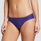 Women's Shirred Side Scoop Bikini Swim Bottom - Indigo - M - Sea Angel, Size: