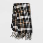 Men's Plaid Woven Scarf - Goodfellow & Co Forest, Size: Small, Green Brown Black