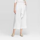 Women's Regular Fit Mid-rise Linen Crop Pants - A New Day White
