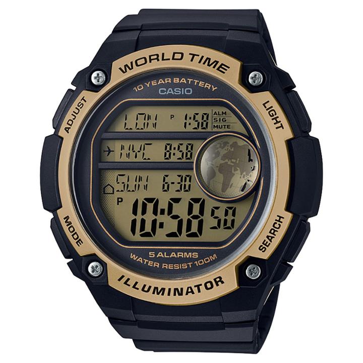 Men's Casio Ae3000w-9av Digital Watch - Black/gold