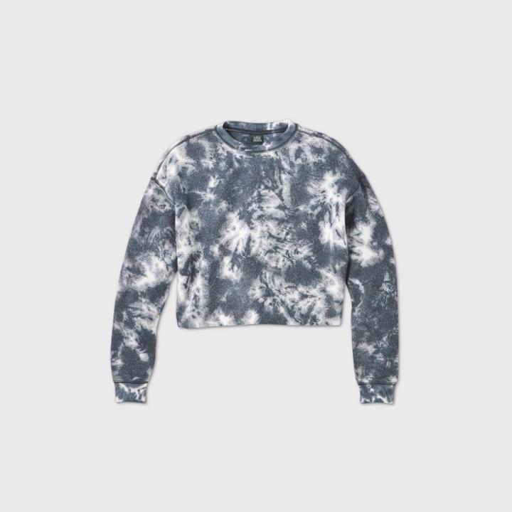 Women's Tie-dye Reverse Fleece Pullover - Wild Fable Charcoal/white