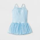 Danshuz Toddler Girls' Camisole Style Activedress With Embroidered Back And Foil Sequin Back Panels, Yoke And Triple Layer Skirt - Blue 4-6,