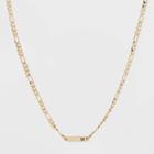 Gold Plated Figaro Bar Initial 'm' Chain Necklace - A New Day Gold