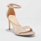 Women's Myla Satin Shimmer Stiletto Pump Heel Sandal - A New Day Gold