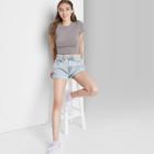 Women's Short Sleeve Cropped T-shirt - Wild Fable Gray