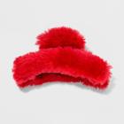 Junior's Plastic Claw Clip Covered In Faux Fur - Wild Fable Red