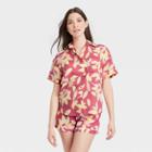 Women's Floral Print Simply Cool Short Sleeve Button-up Shirt - Stars Above Pink