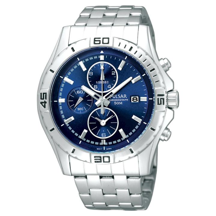 Men's Pulsar Chronograph - Silver Tone Blue Dial - Pf8397