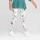 Toddler Girls' 'rainbow Trees' Leggings - Cat & Jack Cream 18m, Girl's, White
