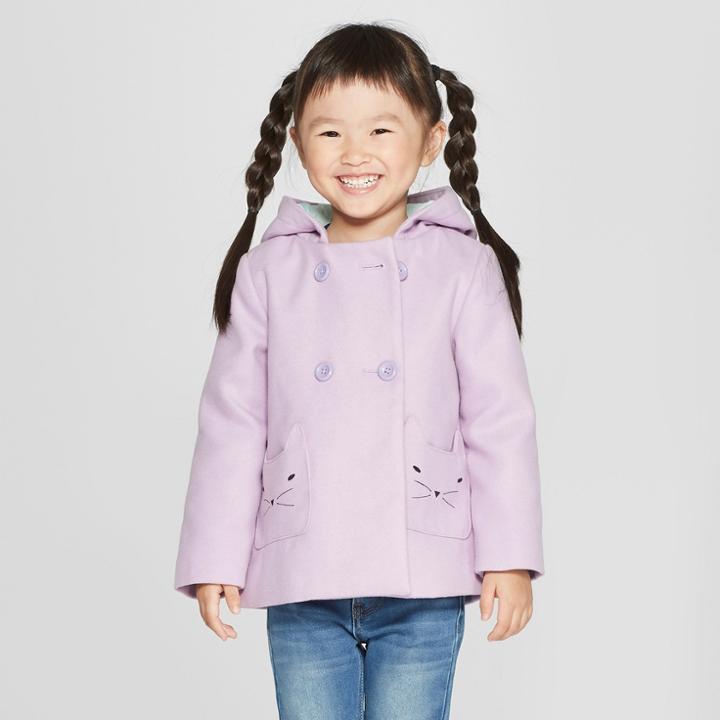 Toddler Girls' Faux Wool Cat Overcoat - Cat & Jack Purple