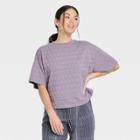 Women's Bell Short Sleeve Quilted Boxy T-shirt - A New Day Purple
