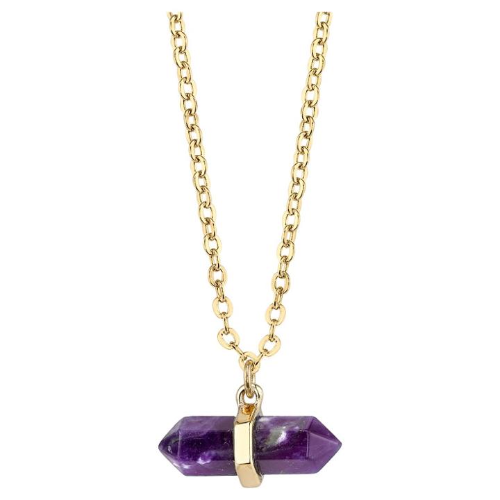 Target Plated Amethyst Genuine Stone Necklace - 16+2 - Gold, Girl's, Amethyst Gold