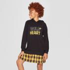 Girls' 'wild Heart' Twofer Plaid Sweater Dress - Art Class Black/gold