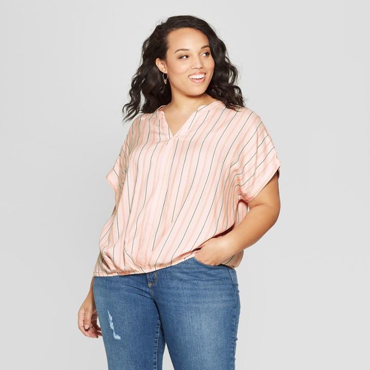 Women's Plus Size Short Sleeve Twist Front Top - Universal Thread Peach