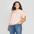 Women's Plus Size Short Sleeve Twist Front Top - Universal Thread Peach
