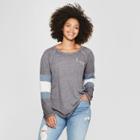 Women's Plus Size Long Sleeve Happy Raglan Graphic T-shirt - Zoe+liv (juniors') Charcoal