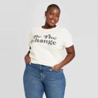 Grayson Threads Women's Plus Size Be The Change Short Sleeve Graphic T-shirt - White