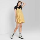Women's Ruffle Hem Woven Dress - Wild Fable Gold Floral
