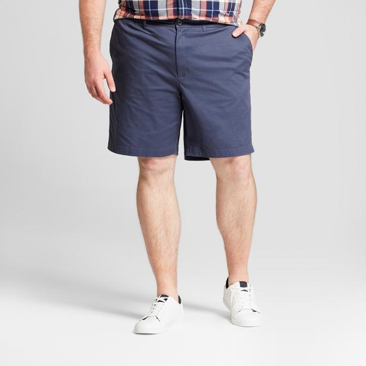 Men's Big & Tall 9 Chambray Linden Flat Front Chino Shorts - Goodfellow & Co Blue 46, Geneva Blue