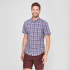 Men's Plaid Slim Fit Short Sleeve Soft Wash Button-down Shirt - Goodfellow & Co Blue Dusk