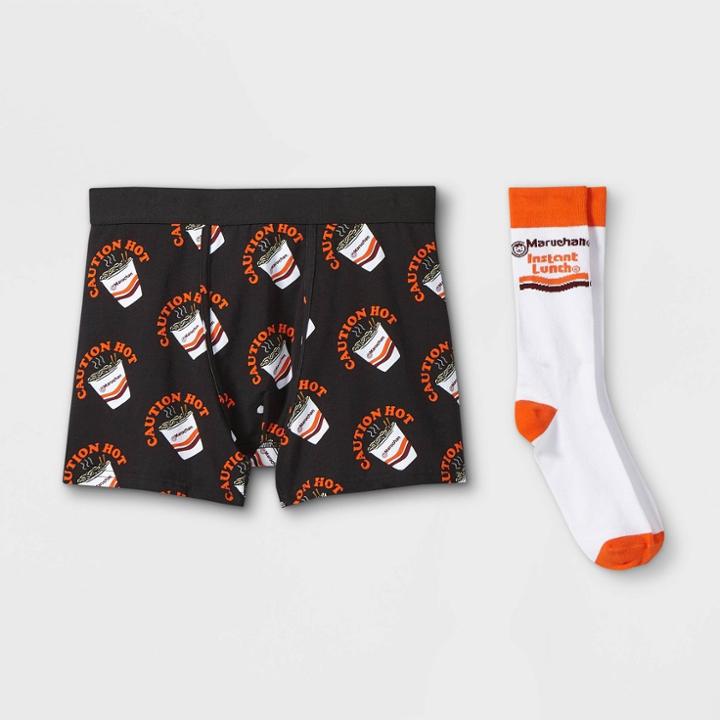 Men's Holiday Maruchan Boxer Briefs & Socks Set - White/black